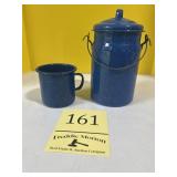 Enamel where coffee canister and coffee cup