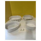 Four pieces of corning ware