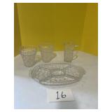 Lead Crystal deal, two planters, small water,