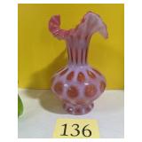 Ruffled cranberry vase, possibly Fenton