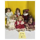 6 porcelain dolls
