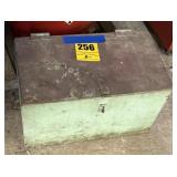 Wooden chest  full of miscellaneous parts