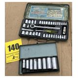 Deep well socket set and 40 piece ratchet set