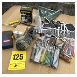 Miscellaneous tools, including wrenches, nut