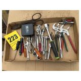 Miscellaneous flat of wrenches, channel locks 10