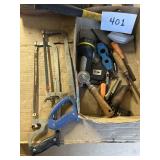 Hand saws, hammer, miscellaneous tools