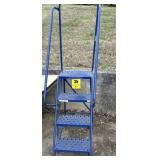 Safety step ladder missing one wheel