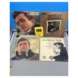 Vinyl record collection of Johnny Cash, including