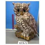 Vintage handmade hand, painted owl, ceramic owl