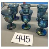Six Indiana Carnival glass goblets