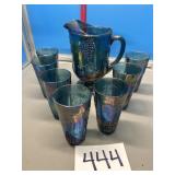 Indiana Carnival glass picture with seven water