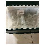 Tote full of mid-century glass