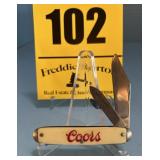 2 blade Coors beer knife made in USA