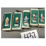 Five vintage Holick Myers Santaï¿½s from around the
