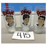 Three Pizza Hut happy day glasses, Richie, Joanie