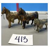 Three vintage horses