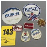 Beer, advertising patches, including Budweiser,