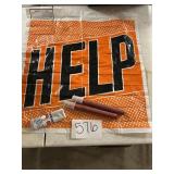 Road flares and Help sign