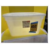 62 qt. Cornerstone clear tote with lid.