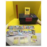 Baseball cards mostly tops with trading card case