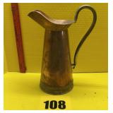 Copper and brass water pitcher