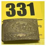 Landing of Columbus brass belt buckle