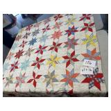 Nice old hand stitch star pattern quilt, a couple