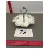 Vintage Fenton silver crest violets on Snow