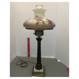 Beautiful lamp, handpainted shade vintage, and