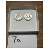1951 and 1957 Franklin silver half dollar