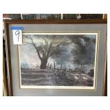 Michael Slone framed picture under glass heading