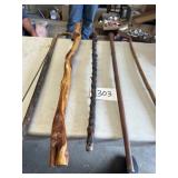 Five walking sticks