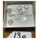 11 mercury, silver dimes