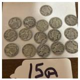 16 mercury, silver dimes