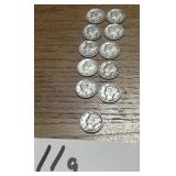 11 mercury silver dimes