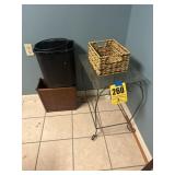 Rhode iron glass top table garbage cans
