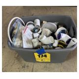 Tote of plumbing supplies
