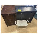 (2) filing cabinets and one small stool