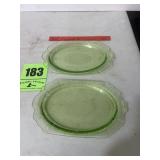 2 Green serving platters