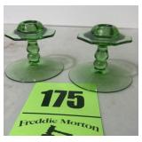 Green candlestick holders