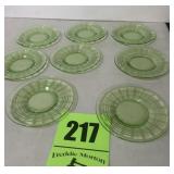 8 Green, depression, dessert dishes