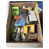 Box of miscellaneous items, roofing nails,