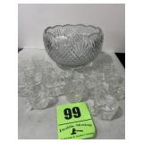 Punch bowl and 17 cups