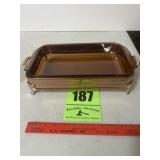 Anchor Hocking Amber serving glass dish with tray