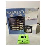 The worn Kimball collection flag containers