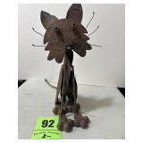 Metal yard art cat
