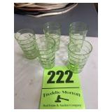 5 Green, depression juice glasses