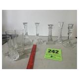 Miscellaneous candleholders, vases, clear glass