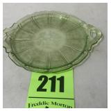 Green  Cherry blossom double handle serving tray