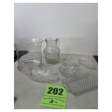 Clear, glass deal, including juice, water,